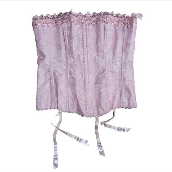 vintage coquette romantic pink adjustable lace up corset - Picture 1 of 7